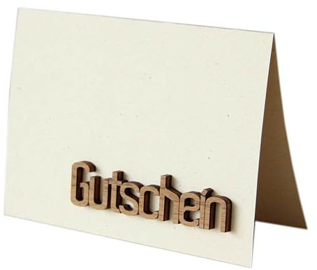 Original Holzgrusskarte - Geschenkkarte mit Echtholzmotiv Gutschein aus Nussholz, Glückwunschkarte, Grußkarte, Postkarte, Geschenkkarte, Dankeskarte, Gutscheinkarte