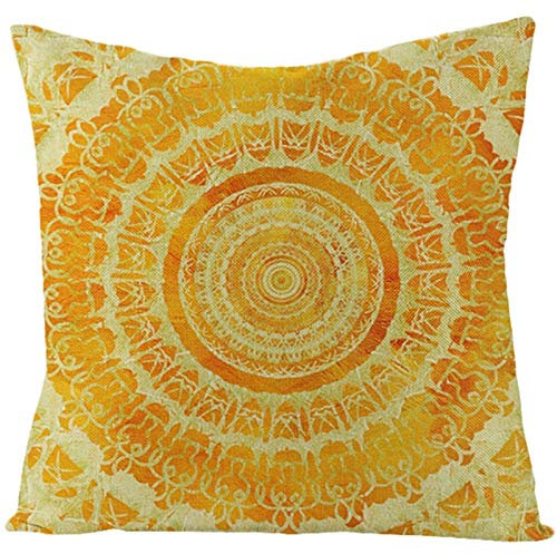 Epinki 40x40cm Zierkissenhülle, Kissenhüllen in Leinen mit Mandala Muster, Bequem, Quadratische Kissenhülle für Sofa Schlafzimmer Büro Auto Wohnzimmer Dekoration - Gelb, Stil 26