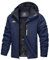 TACVASEN Waterproof Jacket Mens Winter Fleece Jackets Full Zip Outdoor Hiking Hoodies for Skiing Hiking Rainy Navy,L
