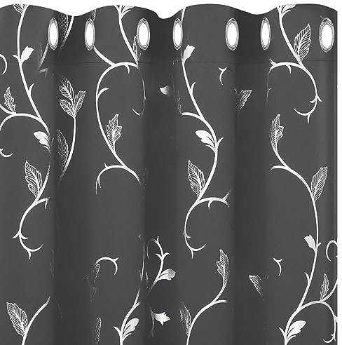 BUHUA 2er Set Verdunklungsvorhang Soft Blickdicht Vorhang Gardinen Raumverdunkelung mit Ösen Ösenvorhang Verdunkelungsgardinen für Schlafzimmer Wohnzimmer, 229x117cm, Dunkelgrau