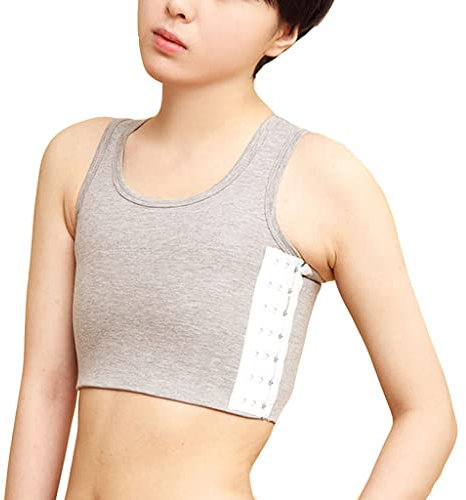 SXLLZSLC Frauen Gummiband Lesbischer Tomboy Hakenweste Top Slim-Fit Sport-BH für Transgender-FTM Tanktop Mit Haken