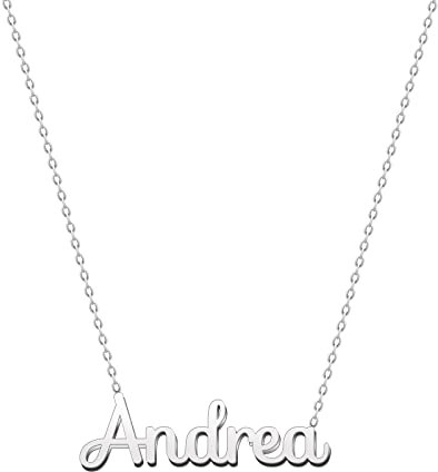 cotigo Collana con Nome in Acciaio Inossidabile - Ciondolo con Nome Personalizzato Collana in Argento o Dorate - Regali Personalizzati per Le Donne San Valentino amore (Andrea-Argentato)