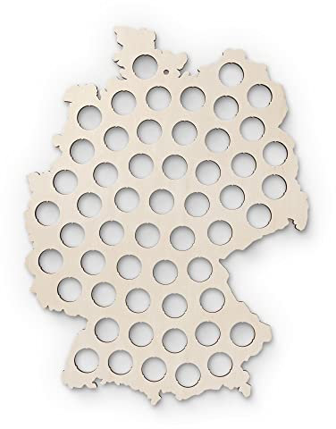 TecTonia Bierkarte aus Holz | Geschenkidee für Kronkorken Sammler | Deutschlandkarte mit 54 Fächern | Biergeschenk & Bierdeko | Geschenk für Bierliebhaber, Männer & Papa