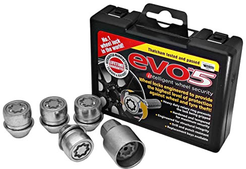 BITS4REASONS - NEW MODEL E TECH EVO5 COMPATIBLE WITH FORD O/E (PRE-2012 MODELS) MK5 QUALITY ANTI-THEFT LOCKING WHEEL NUT SET (4 NUTS AND KEY) N M12 x 1.5 19X 60° - SILVER 980/5