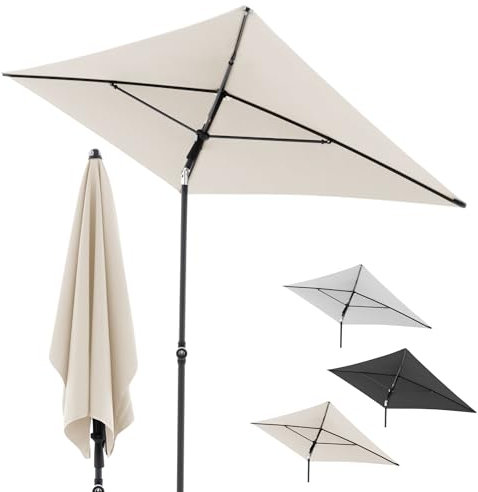 Doppler Sombrilla de balcón Rethink 180x120 cm con apertura manual, funda incluida, redonda e inclinable, color natural – ideal para jardín o terraza