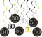 AINIUNIU 50.Geburtstag deko, 50. Geburtstag Deko Spiralen Set, 12 Stücke Schwarz Gold 50. Geburtstag Hängend Wirbel Dekoration, für Geburtstag Frauen, 50 Geburtstag, Hochzeit, Jubiläum oder Partydeko