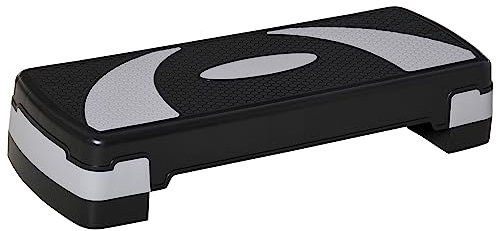 HOMCOM Step Fitness da Aerobica, Stepper Regolabile a 3 Altezze 10-15-20 cm per Allenamento a Casa e Palestra, Nero e Grigio