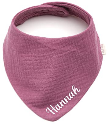 Personalisiertes Dreieckshalstuch aus Baumwolle, Halstuch für Jungen, Mädchen, Unisex, mit Druckknopfverschluss, in verschiedenen Farben mit Wunschnamen (Purpur)