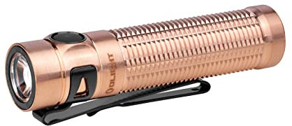 OLIGHT Baton 3 Pro linterna LED recargable Alta potencia 1500 lúmenes luz blanca fría 175m impermeable mini linterna de bolsillo para viajes de emergencia de camping (Blanco frío, Rojo Cobre)