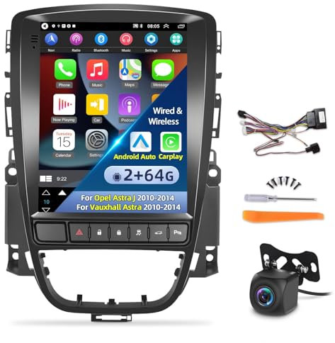 [2G+64G] Vertical Car Radio for Opel Astra J/Vauxhall Astra 2010-2014, 9.7 inch Android Touch Screen Stereo, Apple Carplay/Android Auto/Hi-Fi Audio/1080P/SWC/Bluetooth +AHD Backup Camera+MIC