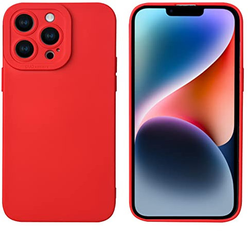 LOOKSEVEN for iPhone 14 Pro Case, Red Silicone TPU Rubber Back Cover Case Compatible for iPhone 14 Pro (6.1 inch)