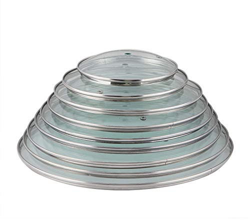 Topfdeckel,Pfannendeckel 14-40cm Kochgeschirr Verstärkter Glas Deckel Tempered Wok Deckel Pyrex Glas Runde Chefkochdeckel mit Knopf Premium Qualität Pan Cover (Color : 36cm)