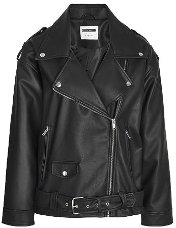 NOISY MAY NMPAULINA Oversize Biker Jacket Noos Giacca in Ecopelle, Black, S Donna
