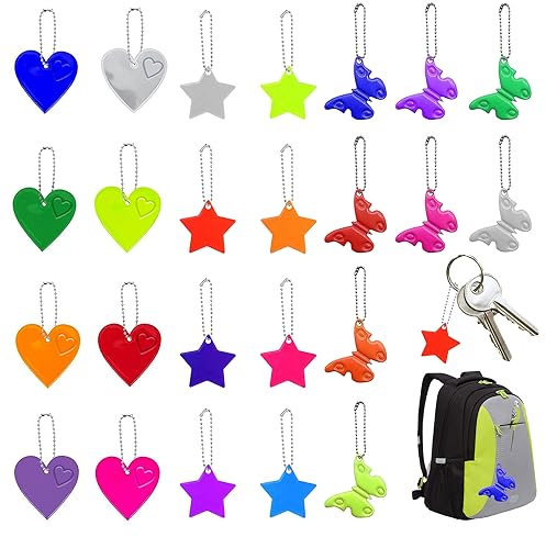 W Rxkiocs 24 Stück Sternreflektor Reflektor Anhänger Kinder Esteopt Reflektor Einfaches Aufhängen Hochreflektierendes Licht Geeignet für Kleidung Schulranzen Laufen Reiten Haustiere
