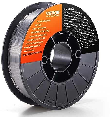 VEVOR Flux Core svetstråd, E71T-GS 0 cm 4,5 kg, gasfri mild stål MIG svetstråd med låg stänk för alla positioner bågsvetsning och utomhusbruk