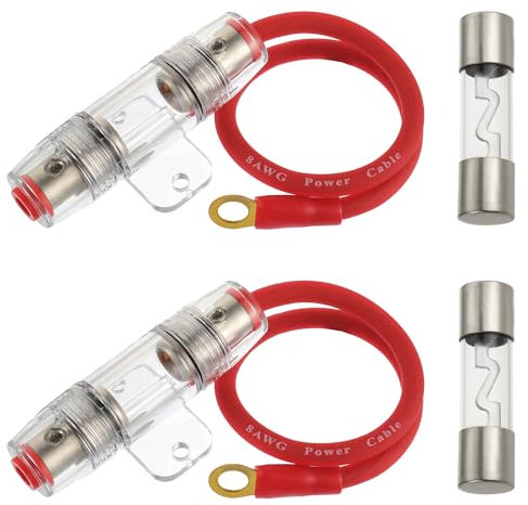 BOJACK 100A AGU Porte-fusible avec Fil d'alimentation 8 Gauge AWG 1ft - Cuivre Exempt d'oxygène à 99,9% (Lot de 2)