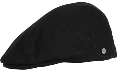 bugatti Herren Mütze in Wollmischung - einfarbige Schirmmütze mit Ohrenklappen - Größe 55-62 Schwarz