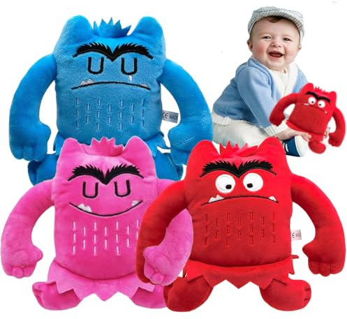 Bukezudang Buntes Monster Plüschtier, 3 Monster Der Gefühle, Farben-Monster Figuren Plüsch Spielzeug, Lernspiel Zum Emotionalen Lernen Für Kinder, Kinderdekoration Für Kinder Mädchen Jungen