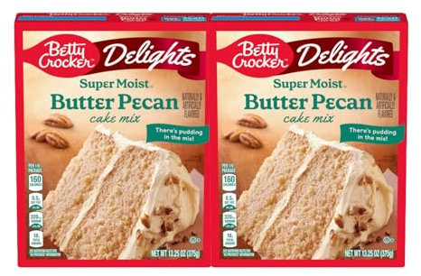 Betty Crocker Delights Super Moist Butter Pecan Cake Mix 13.25oz (375g) | Bowl to Oven in Minutes | Pack of 2
