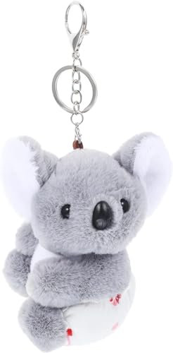 Theaque Porte-clés koala en peluche, clips de sac koala, porte-clés en forme d'animal pour porte-clés de sac, gris, taille unique