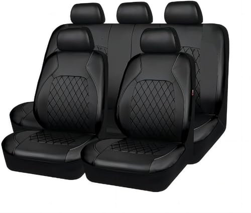 HOLIV 9 Stück Auto Leder Sitzbezüge für Opel Zafira (2001-2006), Auto Schonbezug Full Set Komfortables Auto Innenraum Zubehör,B-Black