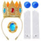 mefound Prinzessin Peach Kostüm Zubehör Kit, 4 Stück Set Frauen Mädchen Prinzessin Kostüm Krone Ohrringe Handschuhe Brosche Für Karneval Halloween Birthday Party Cosplay Dress Up