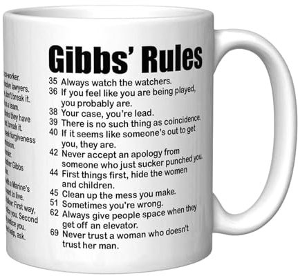 Gibbs Rules Kaffeetasse – Lustiges Geschenk des Software-Ingenieurs, bedruckte Kaffeetasse aus Keramik | robuste weiße Tasse mit Gibbs-Gesetzesdruck, waschbare Tasse mit Gibbs Codes