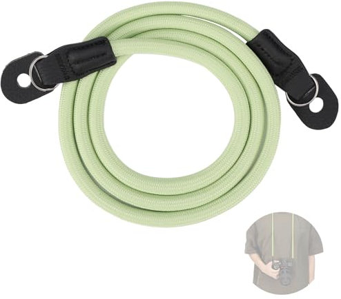 NEEWER Camera Shoulder Strap, Durable Round Woven Nylon Climbing Rope Neck Strap with Keyrings and Protective Flaps for DSLR& Mirrorless Camera, 43/110cm, Green, CA098