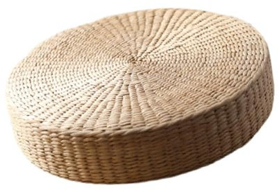 LOVIVER Rattan-Bodenkissen, Japanischer Stil, Tatami-Sitzkissen Rund, Handgewebtes Futon-Sitzkissen, Yogakissen, Heimdekoration für Schlafzimmer, Balkon, 30cmX10cm