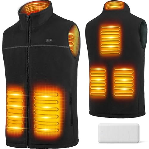 LABCOOL Heated Gilet, Fleece Heated Vest for Men Women with 10000mAh Power Pack, USB Heated Body Warmer, 3 Heating Level|6 Heat Up Zone, Heated Jacket for Motorcycle Fishing Outdoor Activities