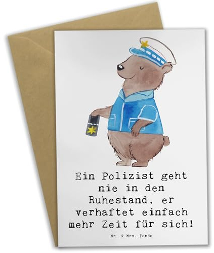 Mr. & Mrs. Panda neujahrskarte Polizist Ruhestand - Geschenk, weihnachtskarten, hochzeitskarten, Grußkarte, Sicherheit, vatertagskarte, Berufsprodukte, einladungskarten, Pensionierung, Anerkennung