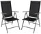 Montafox Klappstuhl Set Balkonstühle Alu Gartenstuhl Verstellbar Klappbar Belastbarkeit 120 kg Outdoor Hochlehner Aluminium Klappsessel Doppelpack Balkon Terrasse, Farbe:grau/schwarz, Menge:2 Stück