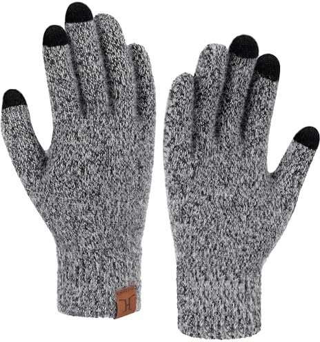 Bequemer Laden Touchscreen Handschuhe Damen Winter Warm Winterhandschuhe Strickhandschuhe mit Elastisch Manschette Frauen Geschenk, Schwarz