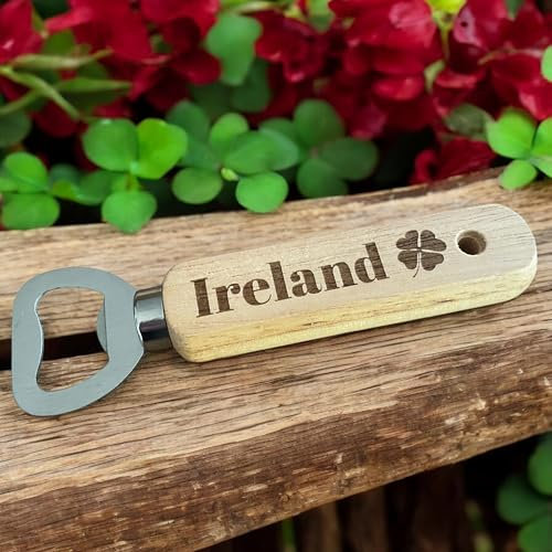 Ashton and Finch Wooden Ireland Bottle Opener – Irish Gift – Rustic and Stylish Bottle Opener with Ireland Design