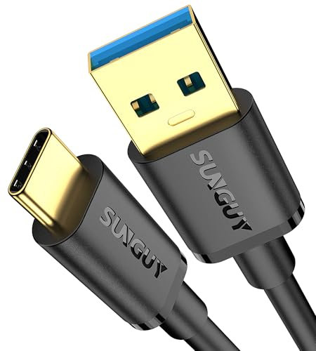 SUNGUY Câble USB C, [2 pièces 3 m] Câble USB A vers USB C 5 Gbps Cable Android auto Compatible avec iPhone 17 16 15 Pro Max, Galaxy S24 S23 S22, SSD