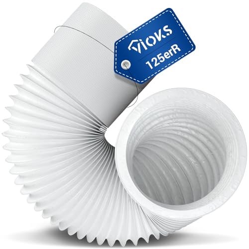 VIOKS Abluftschlauch Trockner 6 Meter Weiß Klimaanlage Schlauch 125mm Ø aus PVC - Trockner Schlauch Klima Abluftschlаuch - Abluftrohr Dunstabzugshaube Luftschlauch Klimaanlage Trоckner Abluftschlаuch