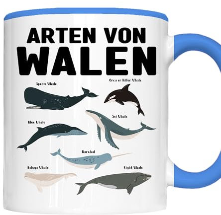Walen Tasse | arten von Walen | Walen Geschenk Wale Tasse Wale merch Kaffeebecher lustig