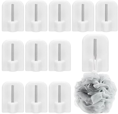12 Stück Selbstklebende Gardinenhaken, Weiß Klebehaken Fenster, Gardinen Haken Kleben, Selbstklebender Haken für Vorhänge