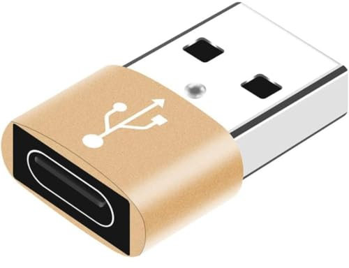 USB to USB C Adapter for i-Phone 16 15, PD 20W USB-C Type C Fast Car Charger Adapter Plug for i-Phone 14, 13, 12, 11, Sam-sung S24, S23, S22 S21 S20 and More, Type C Female to USB A Male (Gold)