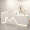 HOLGVE Empfangstheke, offene Rezeption, Rezeptionstheke mit abschließbaren Schubladen und LED-Leuchten, vordere Theke, Empfangstresen, tolle platzsparende Verkaufstheke(White L,51.1x23.6x39.3)