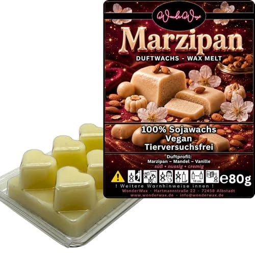WonderWax® Duftriegel 6 x Duftwachs Herzen Weiß Marzipan | Farbe: Weiß | Raumduft für Duftlampen, Wax Melt, Sojawachs, Indoor Duftöl Wachs schmelzen für Aromalampe