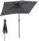 Eulenke Parasol de jardin, protection UV, en polyester, imperméable et résistant aux taches, parasol de marché sans support, anthracite, 1,4x2,1m mit LED, 30° verstellbar