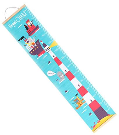 Homoyoyo Nordische Wachstumstabelle Kinder Zimmer Wandbehang Leuchtturm Motiv Strapazierfähiger Stoff mit Holzhaken zum Aufhängen Babyzimmer Dekoration