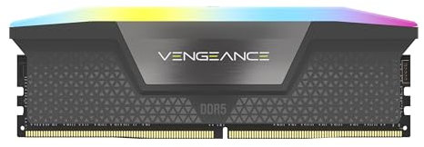 CORSAIR Vengeance RGB DDR5 RAM 32GB (1x32GB) 6000MHz CL38-44-44-96 1.35V AMD Expo Intel XMP 3.0 Desktop-Computer-Speicher - Grau (CMH32GX5M1E6000Z38)
