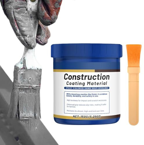 Vernice per pavimenti garage | 170 g grigio primer riempitivo impermeabile ad asciugatura rapida con pennello | vernice per pavimenti garage | 6,5 x 6,5 x 7,5 cm | leggera | lunga durata | per pareti