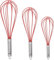 Royaltec Silicone Whisks for Cooking – 3 Pack (30cm, 25cm, 20cm) – Balloon Whisks for Non-Stick Pans – Stainless Steel Handle – Easy to Clean – Heat Resistant – Red – 12-Month Warranty (No Box)