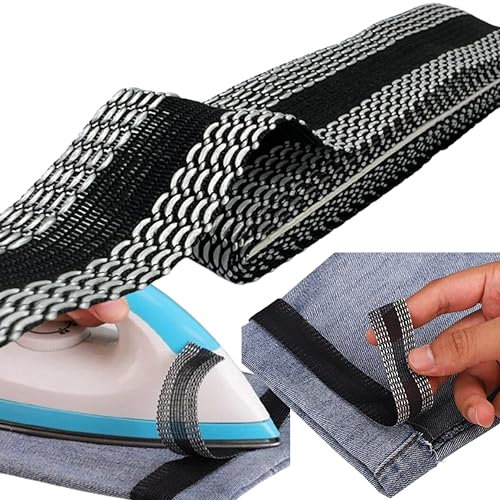 Enginess® 5 Meters Self-Adhesive Hemming Tape for Trousers Iron-On Fabric Tape for Jeans & Clothing Repair – 24mm Black No-Sew Pants Shortening Strip – DIY Fabric Fix for Trouser Legs & Cuffs