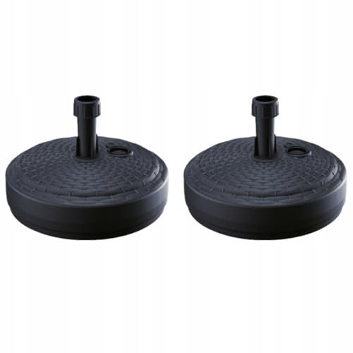 Sonnenschirmständer 2 x ⌀ 39 cm befüllbar mit Wasser oder Sand 12 L | Robuster Schirmständer aus wetterfestem Kunststoff | Stabiler Sonnenschirmfuß für Terrasse, Garten und Strand | Rattan Anthrazit