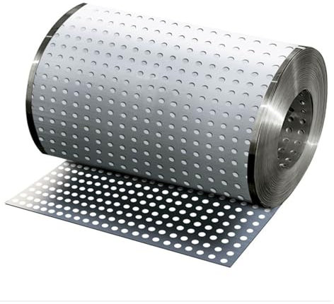 VXHCS Placa Metálica de Acero Inoxidable Ojales de 10x10mm 0,8mm de Espesor Chapa Metálica Perforada Chapa Multiusos(28x100cm)