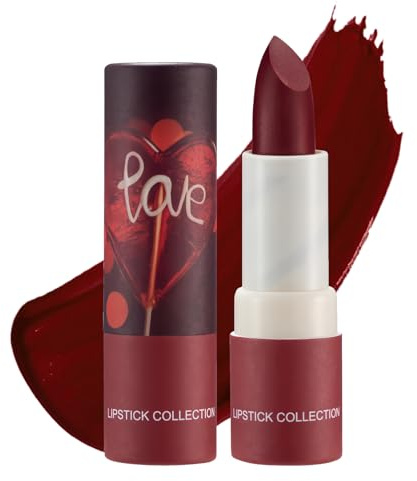 Burgundy Dark Red Lipstick Long Lasting, Waterproof Non-stick Matte